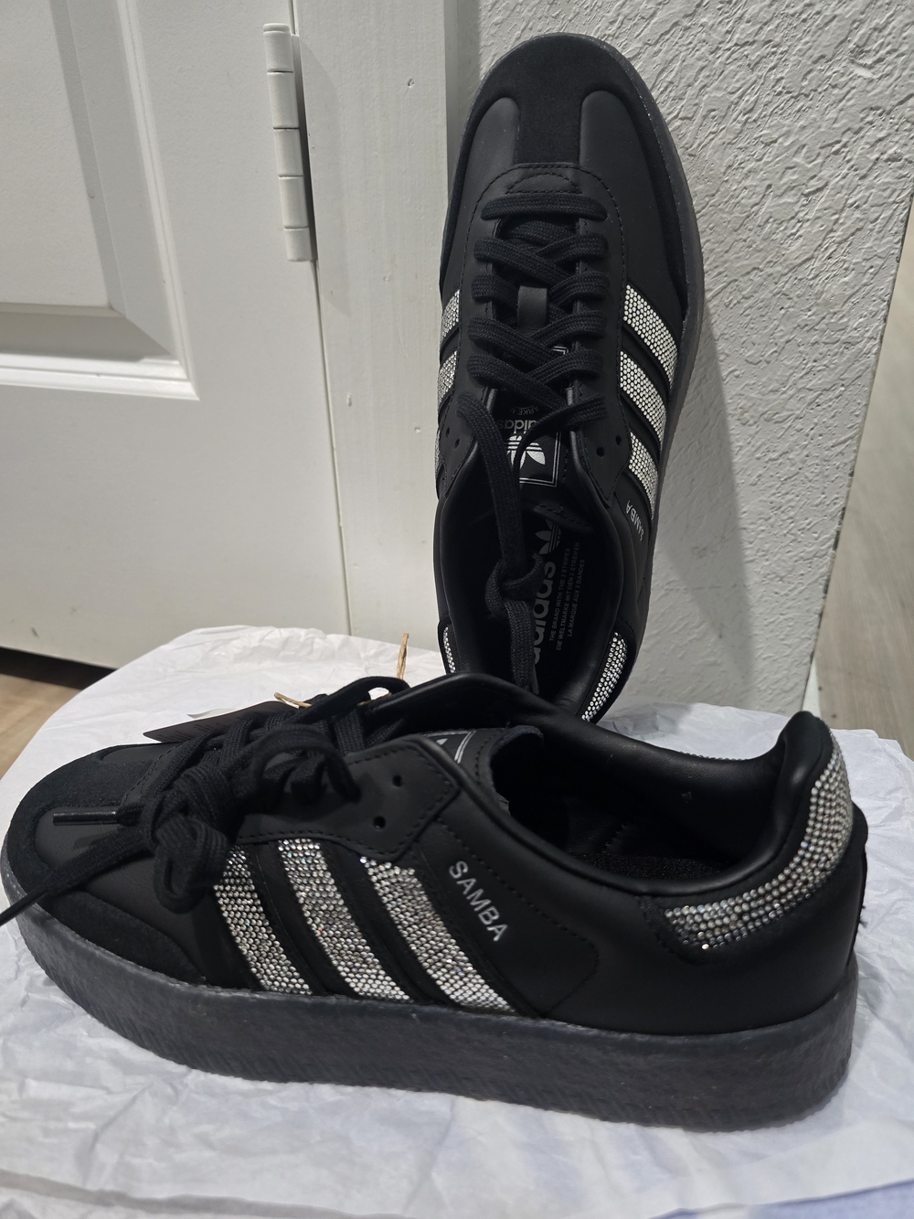 Women's Adidas Samba Platform Sneakers - Black with Silver Rhinestones..... - Picture 2 of 5